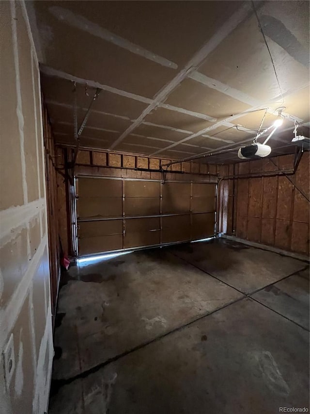 garage with a garage door opener