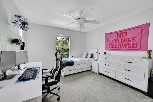 7064 E 2nd Ave, Denver, CO 80220 - carpeted bedroom with an office area and a ceiling fan