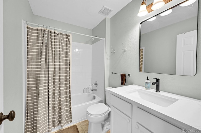 7064 E 2nd Ave, Denver, CO 80220 - bathroom with vanity, toilet, and shower / tub combo with curtain