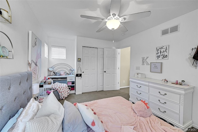 7064 E 2nd Ave, Denver, CO 80220 - carpeted bedroom featuring a closet, ceiling fan, and baseboards