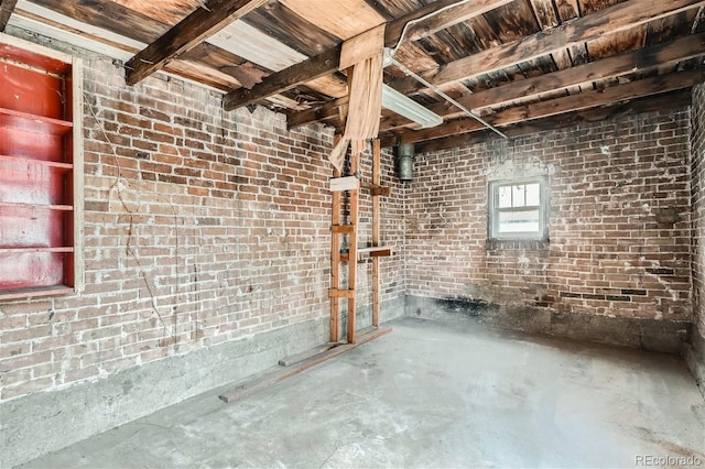 interior space with brick wall