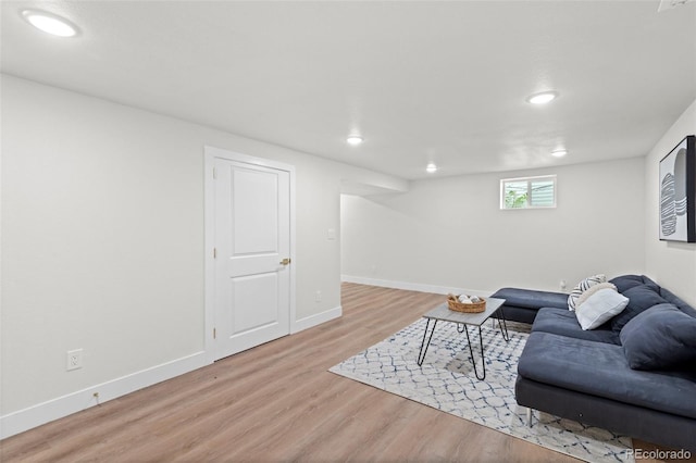 living room with light wood-type flooring