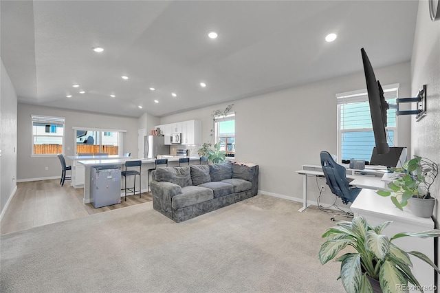503 Bobcat Ct, Wiggins, CO 80654 - living room featuring baseboards, recessed lighting, and an office area