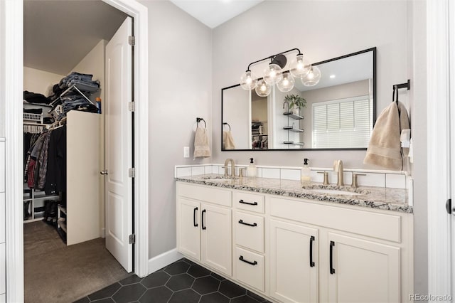 bathroom featuring vanity and tile patterned flooring