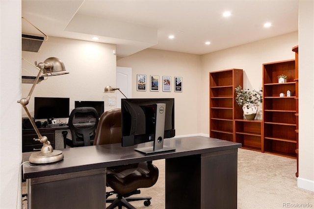 view of carpeted home office