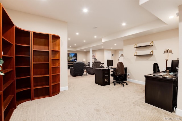 office with light colored carpet