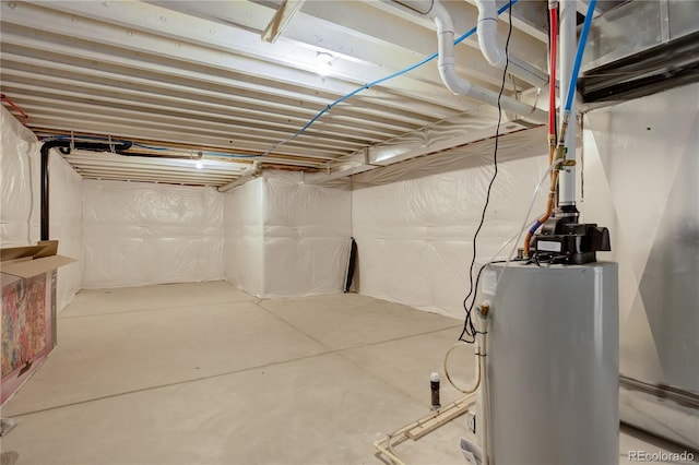 basement with water heater