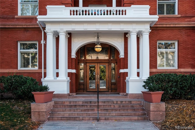 doorway to property with french doors