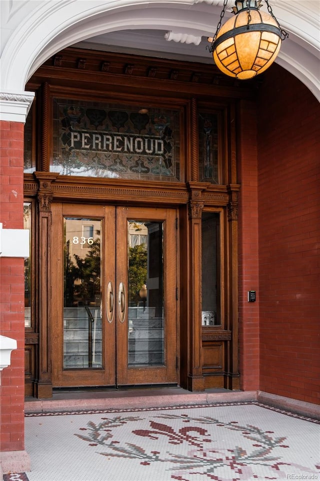 view of exterior entry with french doors