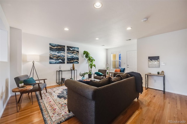 living room featuring light hardwood / wood-style flooring