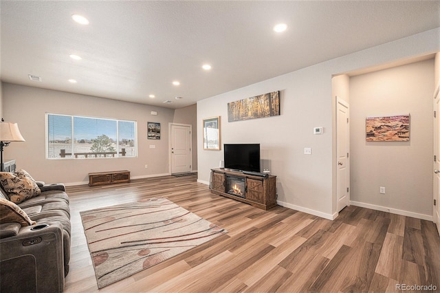 living room with hardwood / wood-style flooring