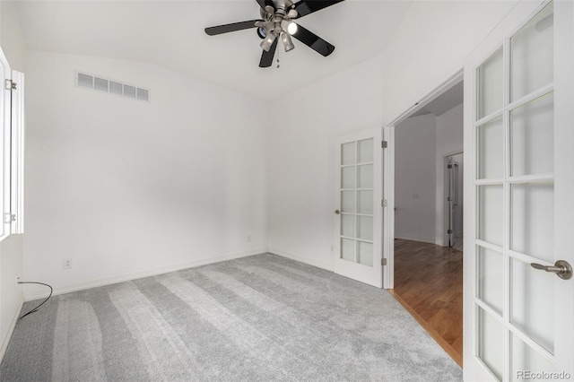 8802 E 148th Ln, Thornton, CO 80602 - empty room featuring french doors, a ceiling fan, and carpet floors