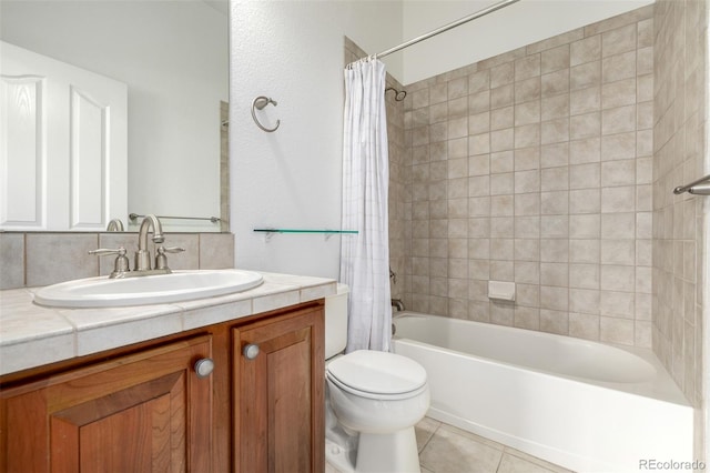 8802 E 148th Ln, Thornton, CO 80602 - full bath featuring vanity, shower / bath combo with shower curtain, and tile patterned floors