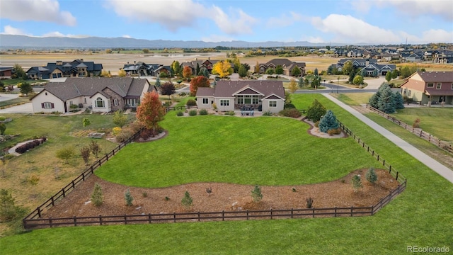 bird's eye view with a mountain view