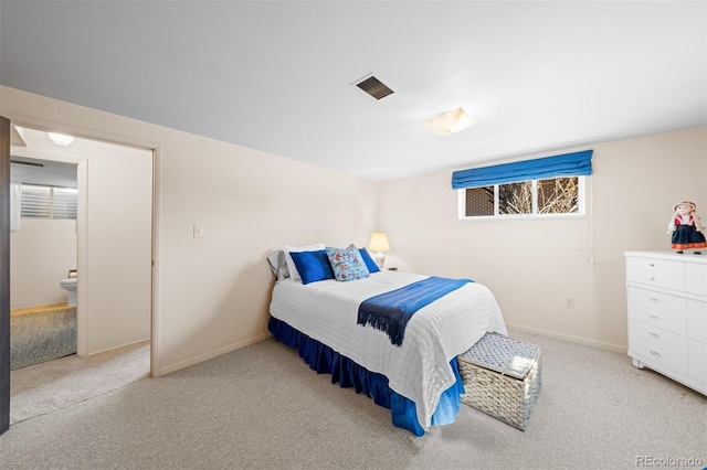 bedroom with visible vents, baseboards, and carpet floors