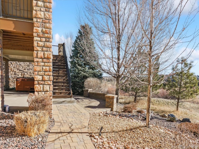 view of yard featuring stairs