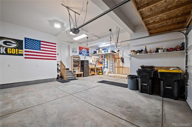 6827 Leilani Ln, Castle Rock, CO 80108 - garage with a garage door opener and freestanding refrigerator