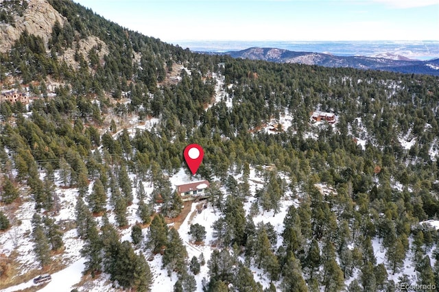 birds eye view of property featuring a mountain view