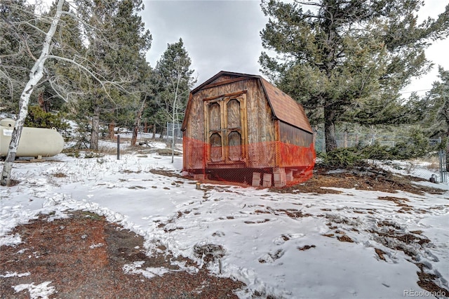 view of snow covered structure