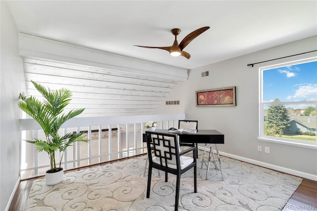 2645 S Xanadu Way Unit D, Aurora, CO 80014 - office space with a ceiling fan and wood finished floors