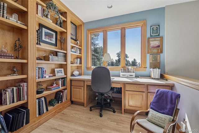 30206 Telluride Ln, Evergreen, CO 80439 - office with light wood-type flooring and built in desk