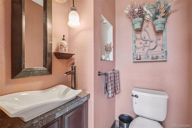 30206 Telluride Ln, Evergreen, CO 80439 - bathroom with vanity and a textured wall