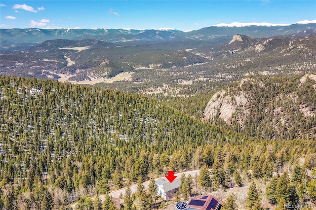 11770 Leavenworth Dr, Conifer, CO 80433 - bird's eye view with a wooded view and a mountain view