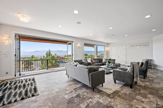 living room with a mountain view