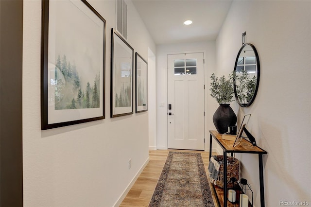 entryway with light wood-type flooring