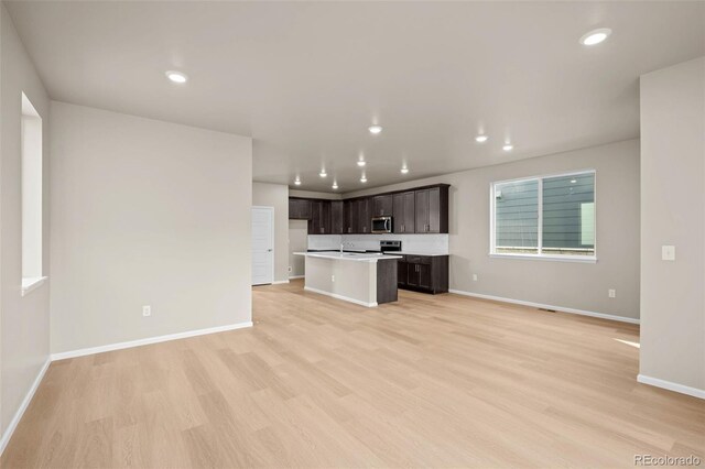 unfurnished living room with light hardwood / wood-style floors