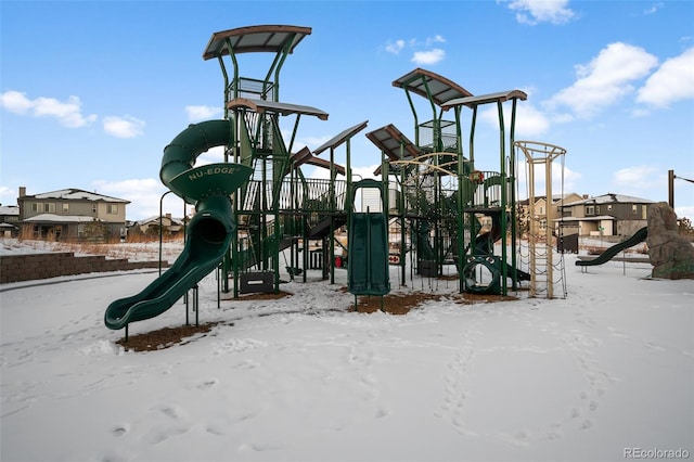 view of snow covered playground