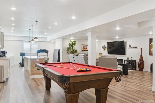 547 Scrubjay Cir, Castle Rock, CO 80104 - game room featuring light wood-style flooring, pool table, and recessed lighting