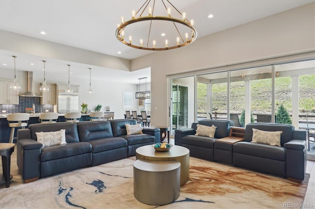 547 Scrubjay Cir, Castle Rock, CO 80104 - living area featuring recessed lighting and a chandelier