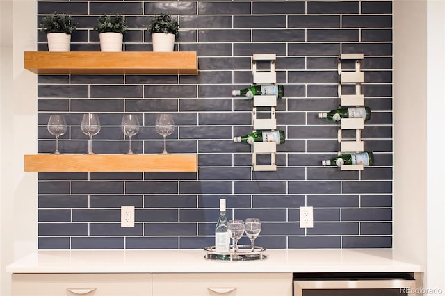 details featuring backsplash and vanity