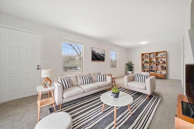 view of carpeted living area