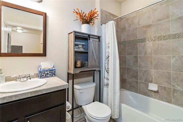 1640 Aspen Meadows Cir, Federal Heights, CO 80260 - bathroom with vanity, toilet, and shower / bath combination with curtain