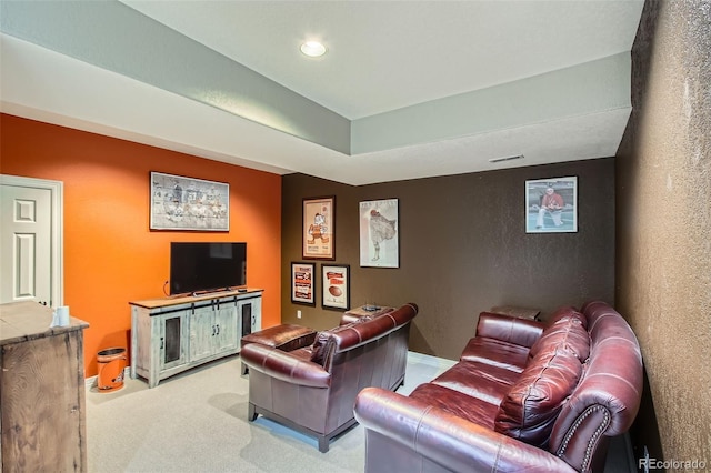 7355 Nile St, Arvada, CO 80007 - home theater with carpet flooring, a textured wall, and recessed lighting