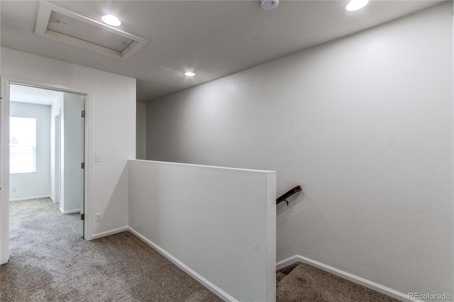 19043 E 58th Ave, Denver, CO 80249 - corridor featuring an upstairs landing, carpet floors, recessed lighting, and attic access