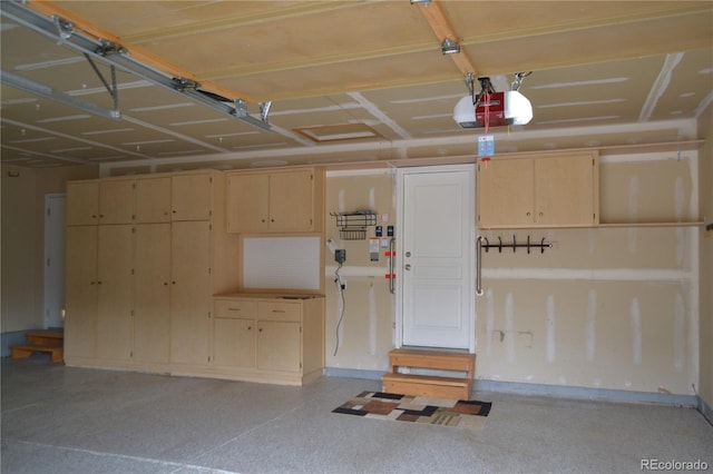 garage with a garage door opener