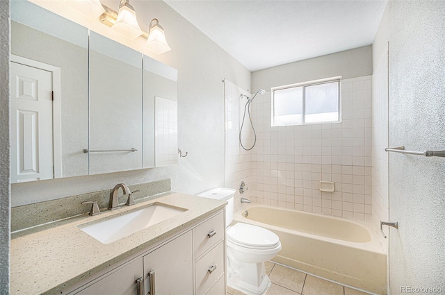 9712 Adams St, Thornton, CO 80229 - bathroom with toilet, vanity, shower / washtub combination, and tile patterned floors