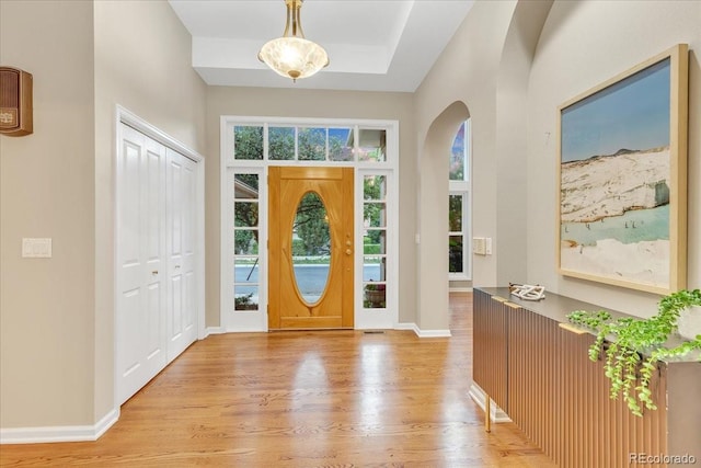 entrance foyer featuring light hardwood / wood-style floors