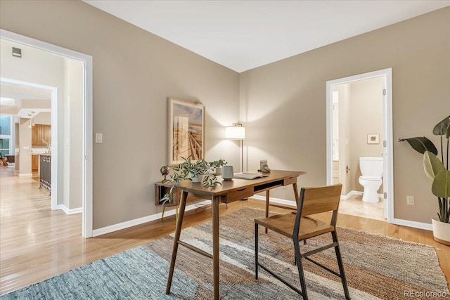 office space featuring light hardwood / wood-style flooring