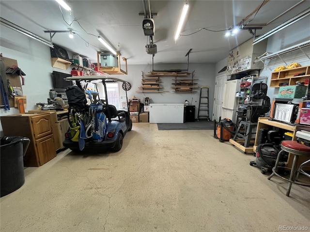 790 4th St, Limon, CO 80828 - garage featuring a workshop area and a garage door opener