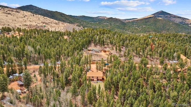 mountain view featuring a view of trees