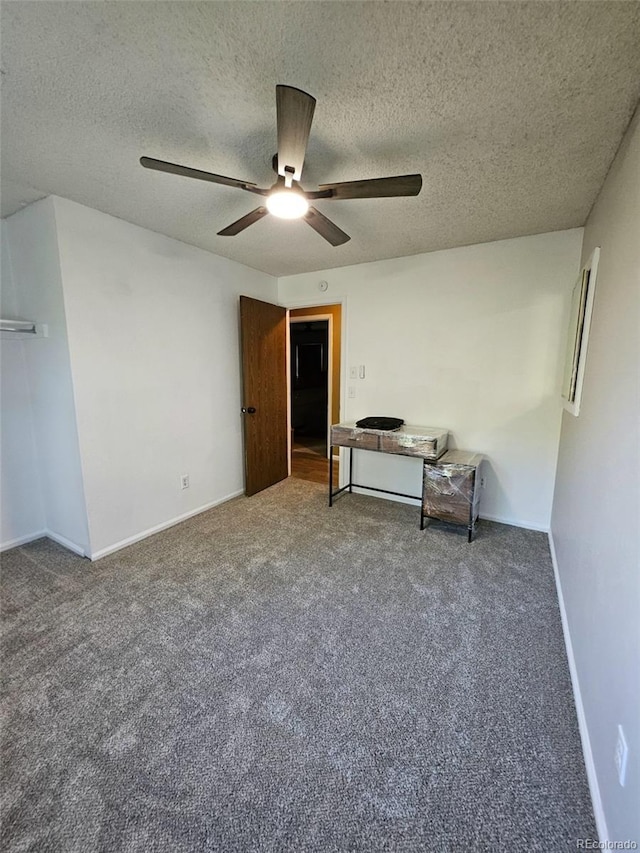2034 S Truckee St, Aurora, CO 80013 - bedroom featuring carpet floors, a textured ceiling, and ceiling fan