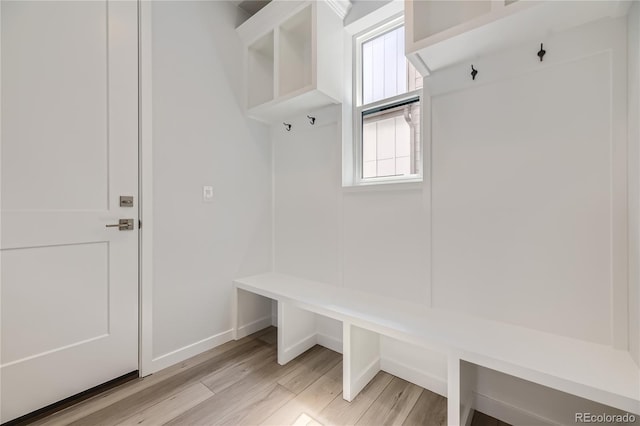 mudroom featuring light wood-type flooring