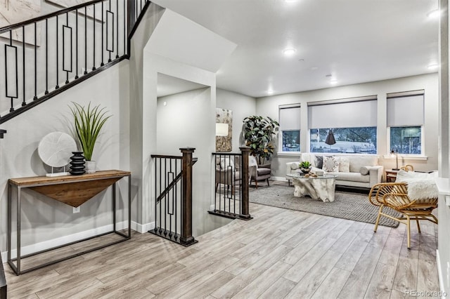 living room with light wood-type flooring