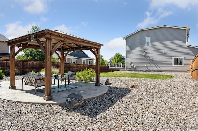 25106 E 1st Ave, Aurora, CO 80018 - fenced backyard featuring a gazebo and a patio