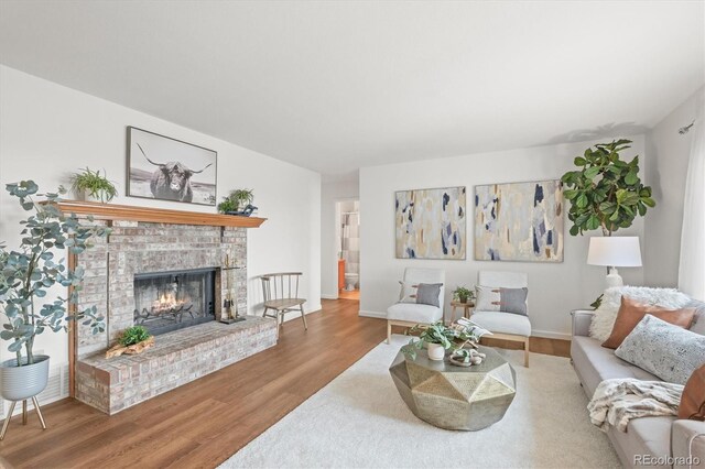 2845 Cherry Way, Parker, CO 80138 - living room with wood finished floors and a fireplace