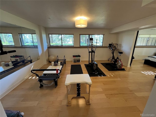 24226 Currant Dr, Golden, CO 80401 - workout area with wood finished floors and baseboards